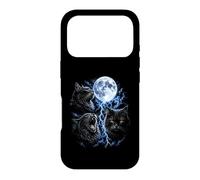 Spooky Black Gothic Cats Funny Meow Howling Moon Cat Meme Case for iPhone 17 Pro