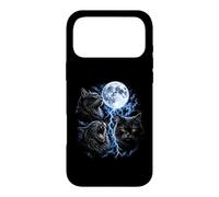 Spooky Black Gothic Cats Funny Meow Howling Moon Cat Meme Case for iPhone 17 Pro Max