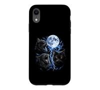 Spooky Black Gothic Cats Funny Meow Howling Moon Cat Meme Case for iPhone XR