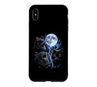 Spooky Black Gothic Cats Funny Meow Howling Moon Cat Meme Case for iPhone XS Max