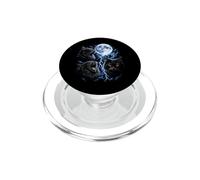 Spooky Black Gothic Cats Funny Meow Howling Moon Cat Meme PopSockets PopGrip for MagSafe