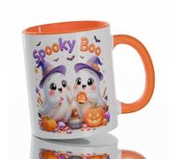 Spooky Boo Coffee Mug - 11oz Ceramic Halloween Ghost Gift Cup - Cute Wizard Ghosts Design - Dishwasher & Microwave Safe