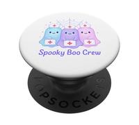 Spooky Boo Crew Pastel Cute Ghost Medical Nurses Halloween PopSockets Adhesive PopGrip