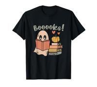 Spooky Books Ghost Cute Book Lovers Halloween Night Reading T-Shirt