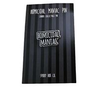 Spooky Box Co. Homicidal Maniac Collectible Enamel Pin, Gothic Horror Design, Black and White