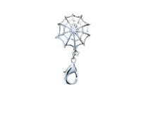 Spooky Box Co. Spider Web Design Charm Pendant, Silver-Tone Metal, Lobster Clasp