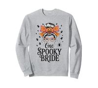Spooky Bride Messy Bun Hair Engagement Wedding Halloween Sweatshirt