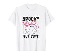Spooky But Cute Ghost Rainbow Bow Stars Halloween Aesthetic T-Shirt