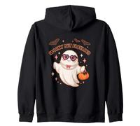 Spooky But Fabulous Cute Ghost Halloween Bats Pumpkin Zip Hoodie