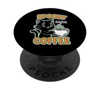 Spooky but First Coffee Cat PopSockets Adhesive PopGrip