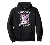 Spooky But Sweet Cute Pastel Goth Cat Pullover Hoodie