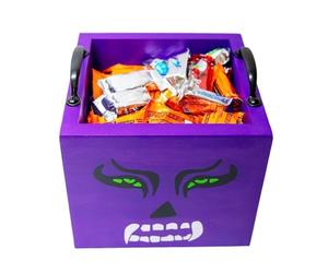 Spooky Candy Boxes - 16x17.7x17.7cm Wooden Square Treat Containers, Seasonal Party Packaging, Charming Holiday Detail | Kids Adults Classroom Home Family Gathering Halloween Event Treat Sharing