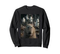 Spooky Capybara Selfie with Ghosts Haunted Forest Halloween Sweatshirt