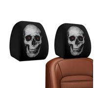 Spooky Car Headrest Covers Breathable Halloween Skull | Creepy Head Rest Protector Car Accessories for Vehicle Holiday Driving Road Trip Daily Commuting