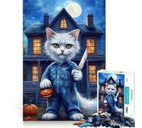 Spooky Cat Jigsaw Puzzle for Adults 1000 Pieces Smart Reason Toy Group Joy Smooth Edge Fine Art Piece 38x26cm