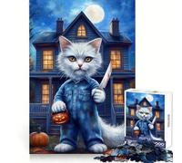 Spooky Cat Jigsaw Puzzles for Teenagers 1000 Piece Mind Skill Toy Simple Fun Design Assembly Memorable Gift 50x75cm