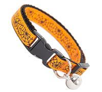 Spooky Cat Safety Collar for Halloween Cat Collar Orange Spider Web