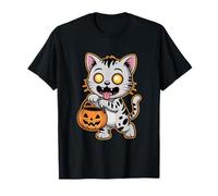 Spooky Cat Trick Or Treat Halloween Pumpkin T-Shirt