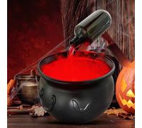 Spooky Cauldron Halloween Decorations Indoor with Floating Potion Bottles DIY Witch Kit, LED Mist Maker Fog Diffuser Magic Skeleton Cauldron for Indoor Party Table Decorations (D(26cm))