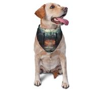 Spooky Cemetery On Halloween Printed Graphic Pet Triangle Scarf For Dogs & Cats, Adjustable Cute Pet Bandana For & Photo Shoots