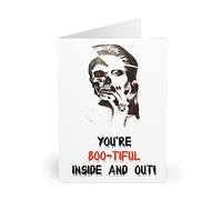 Spooky Chic Halloween Card - 'You're Boo-tiful Inside and Out' with Artistic Skeleton Portrait