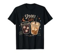 Spooky Coffee Ghost Iced Drink Halloween Value Graphic T-Shirt