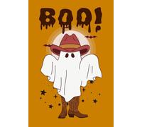 Spooky Cowboy Ghost Notebook - 6x9 Inch | 100 Blank Pages with Halloween Design on each Page for Writing, Drawing & Sketching: Spooky Cute Halloween Sketchbook & Journal for Kids, Teens & Adults
