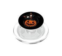 Spooky Crazy Dark Cat Pumpkin Halloween Art Vintage PopSockets PopGrip for MagSafe