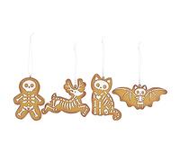 Spooky Creepmas Gingerbread Cookie Ornaments - Set of 4 Alternative Designs - Gothic Seasonal Gifts and Home Decor