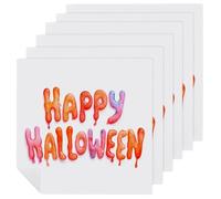 Spooky Creepy Bubble Happy Halloween Cloth Napkins Set of 6, Square Premium Reusable Washable Polyester Table Linen Napkin for Dinner Party