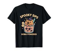 Spooky Cute Capybara Witch Boba Tea for Halloween Kawaii T-Shirt