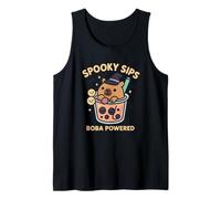Spooky Cute Capybara Witch Boba Tea for Halloween Kawaii Tank Top