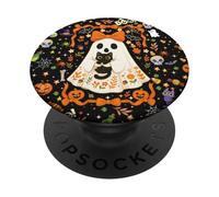 Spooky Cute Ghost holding a Cat celebrating funny Halloween PopSockets Adhesive PopGrip