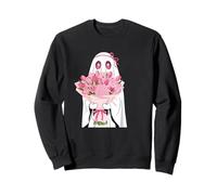 Spooky Cute Ghost Pink Floral Bouquet Sweatshirt