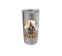 Spooky Cute Haunted Mansion Halloween Pumpkin Ghost Design Stainless Steel Insulated Tumbler