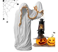 Spooky Decorative Lantern - Haunted Ghostly Luminary, Gothic Halloween Table Display | Battery-Operated Flickering Light Bedroom, Living Room Intricately Carved Details Durablees Construction