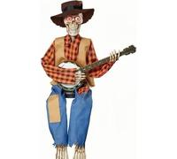 Spooky Figurine - 15 Inches Musical Decoration for Glowing Lights, Animated Sound with Moving Joints, Skeleton Figure for Garden Pathway, Indoor Outdoor Yard, Party Scene Props