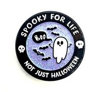 Spooky For Life Not Just Halloween Cute Ghost Metal Enamel Boo Pin Badge