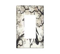 Spooky Forest Crow Decorative Light Switch Cover Wall Plate 1 Gang Single Rocker, Scary Country Tree Raven Electrical Faceplate for Kitchen Bathroom, Bird Switchcover Decor