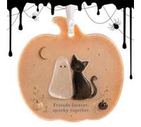 Spooky Friendship Pumpkin Ornament 2D Acrylic Halloween Ghost Cat Decor