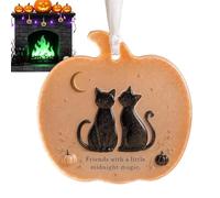 Spooky Friendship Pumpkin Ornament 2D Acrylic Halloween Ghost Cat Decor