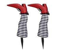 Spooky Garden Stakes Witch Legs - 2X Upside-Down Halloween Ornaments for Garden Stake Prank Props Witch Legs