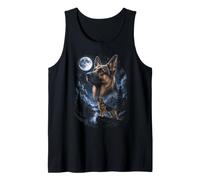 Spooky German Shepherd Under The Moon Halloween Police Dog Tank Top