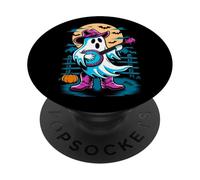 Spooky Ghost Cowboy Playing Banjo Halloween Country Music PopSockets Adhesive PopGrip