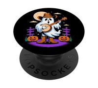 Spooky Ghost Cowboy Playing Banjo Halloween Country Music PopSockets Adhesive PopGrip