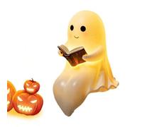Spooky Ghost Desk Lamp - Halloween Lighted Figure, Resin Decoration, Playful Ghost Sculpture | Lighting with Portable Button Batteries, M
