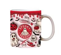 Spooky Ghost Mug - Premium Ceramic Gloss Finish Scratch-Resistant , Thick Walls Keep Drinks Warm, Sweet Halloween Theme Great Seasonal Drink Holders | Cup for Wine Water Soup Whi