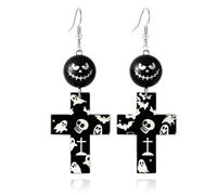 Spooky Ghost Pumpkin Earrings Funny Acrylic Candy Corn Earring Cute Orange Pumpkin Spooky Ghost Skull Cat Spider Butterfly Dangle Earrings for Women Halloween Costume Decorations Accessories, M