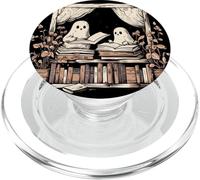 Spooky Ghost Reading Books in a Library PopSockets PopGrip for MagSafe