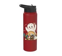 Spooky Ghost Trick Or Treat Chicken Farming Farmer Halloween Stainless Steel Insulated Water Bottle